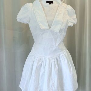 Zara White Mini Dress with Puff Sleeves